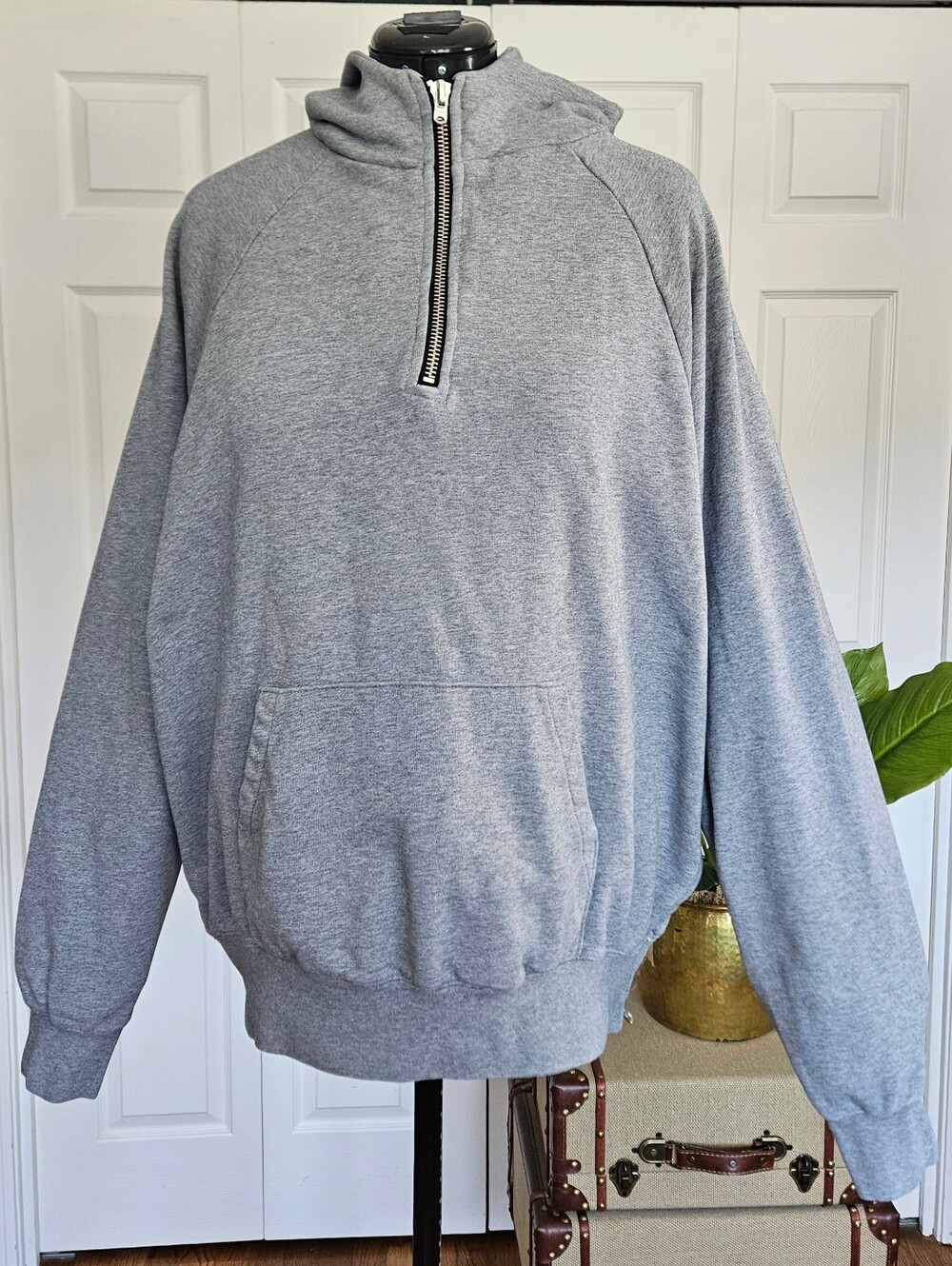 Fear of GOD Cozy Slouchy Half-zip Pullover Heather Grey Hoodie Size L